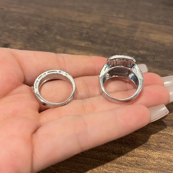 Multi Band Diamond Bride Engagement Statement Ring Set - Picture 12 of 17